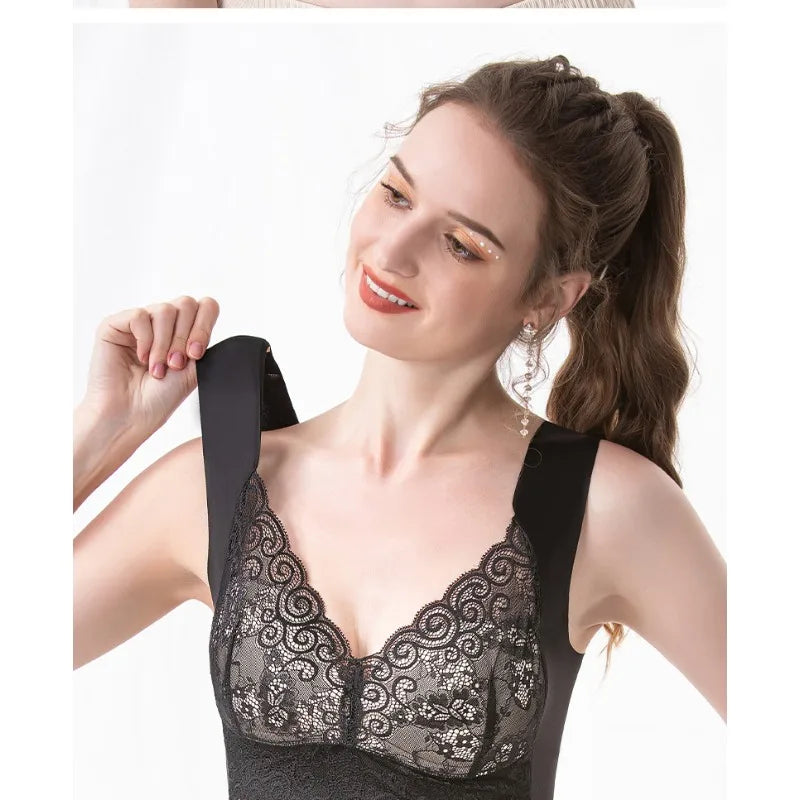 Women's Lace Bra Trackless Sports Thin Bra Breathable Soft And Comfortable Casual No Underwire V-Neck Bra