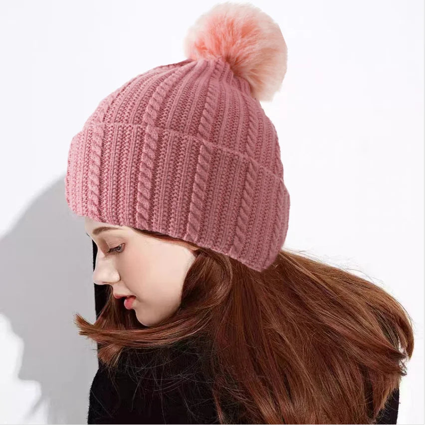 Beanie Hats One Piece Fleece Lined Knit