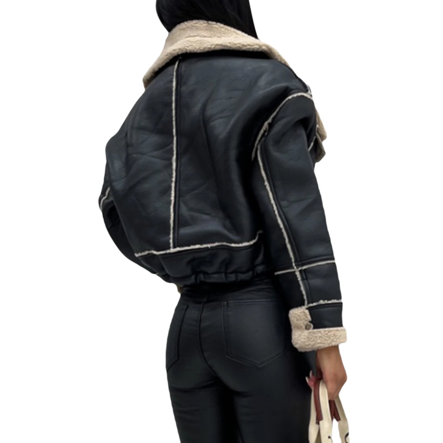 Winter Jacket, Long Sleeve Zipper Closure Patchwork Warm Outwear with Pockets