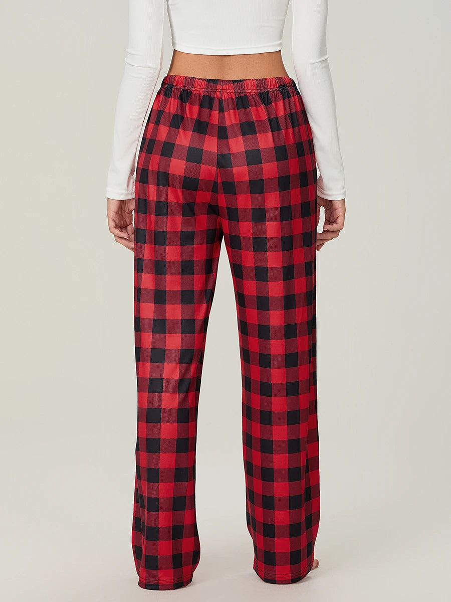 Vintage Pajama Pants  Elastic Waist Lounge Sleepwear Trousers with Pockets