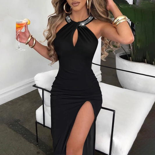 Halter Backless Black Dress