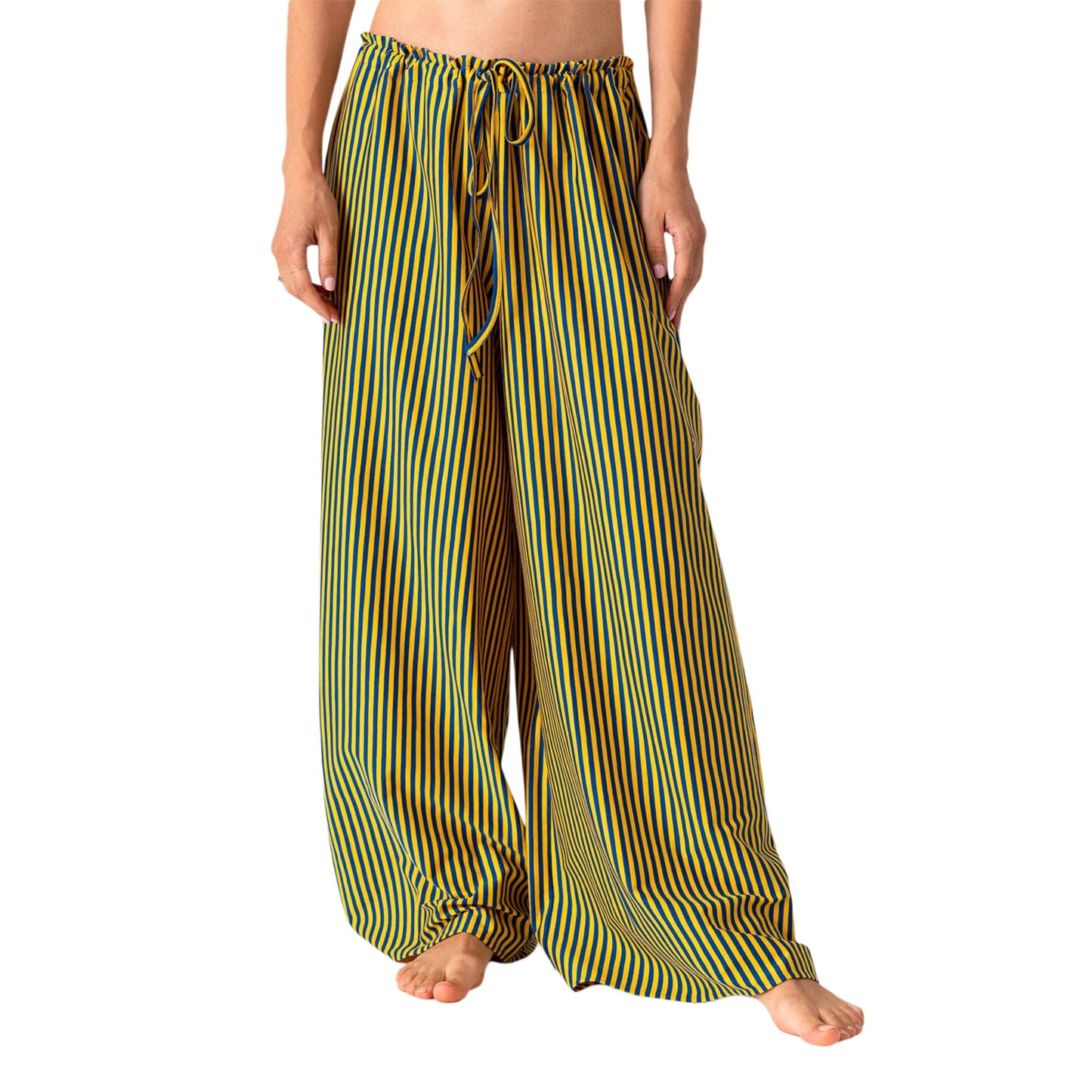Women s Casual High Waist Wide Leg Palazzo Pants with Elastic Waistband and Pockets for Spring Summer Fashion