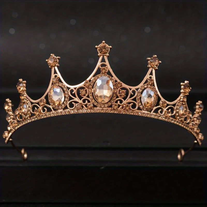 Baroque Crystal Tiaras And Crowns Rhinestone Prom  Crown Tiara For Women Bride Bridal Wedding Hair Accessories Jewelry