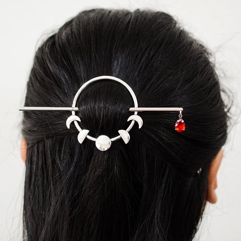 Woodland Goddess Crescent Moon Dragonfly Hair stick Fairy Moon Dragonfly Insect Hair Barrette Hairclip For women