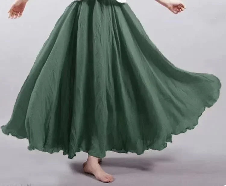 Cotton Linen Maxi  Casual Loose Long Skirt
