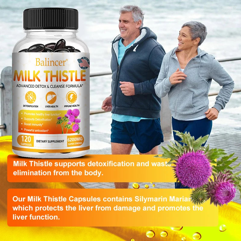 Milk Thistle Extract Supplement 6200mg - Liver Health, Detoxification - Antioxidants, Non-GMO, Gluten-Free