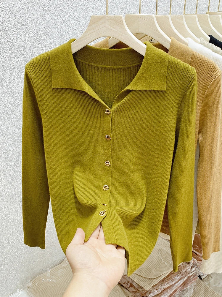 Women Cardigans Autumn Winter Single Breasted Knitted Sweater Spring Fashion Short Knitwear Solid Jumpers
