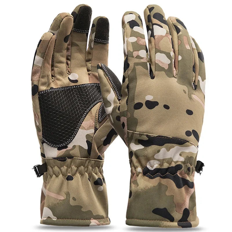Camouflage Fleece Thickened Ski Gloves Warm Non-slip Windproof And Waterproof Touch Screen Hiking Glove