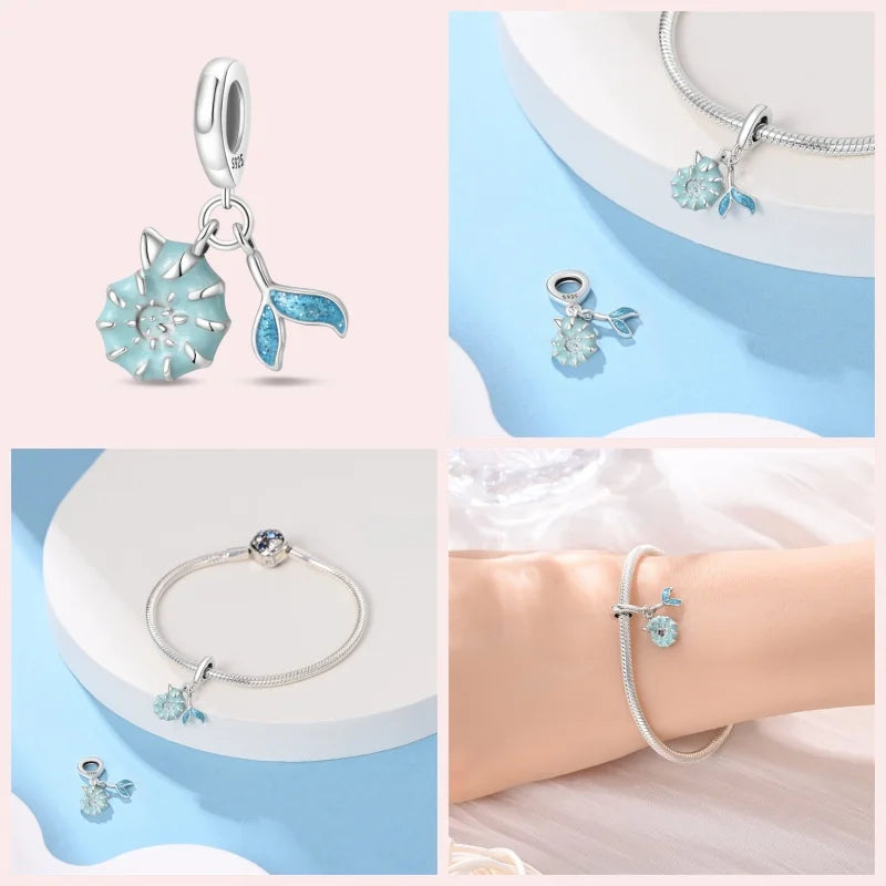 Luminous Ocean Series 925 Silver Turtle Charm Suitable for Pandora Bracelet