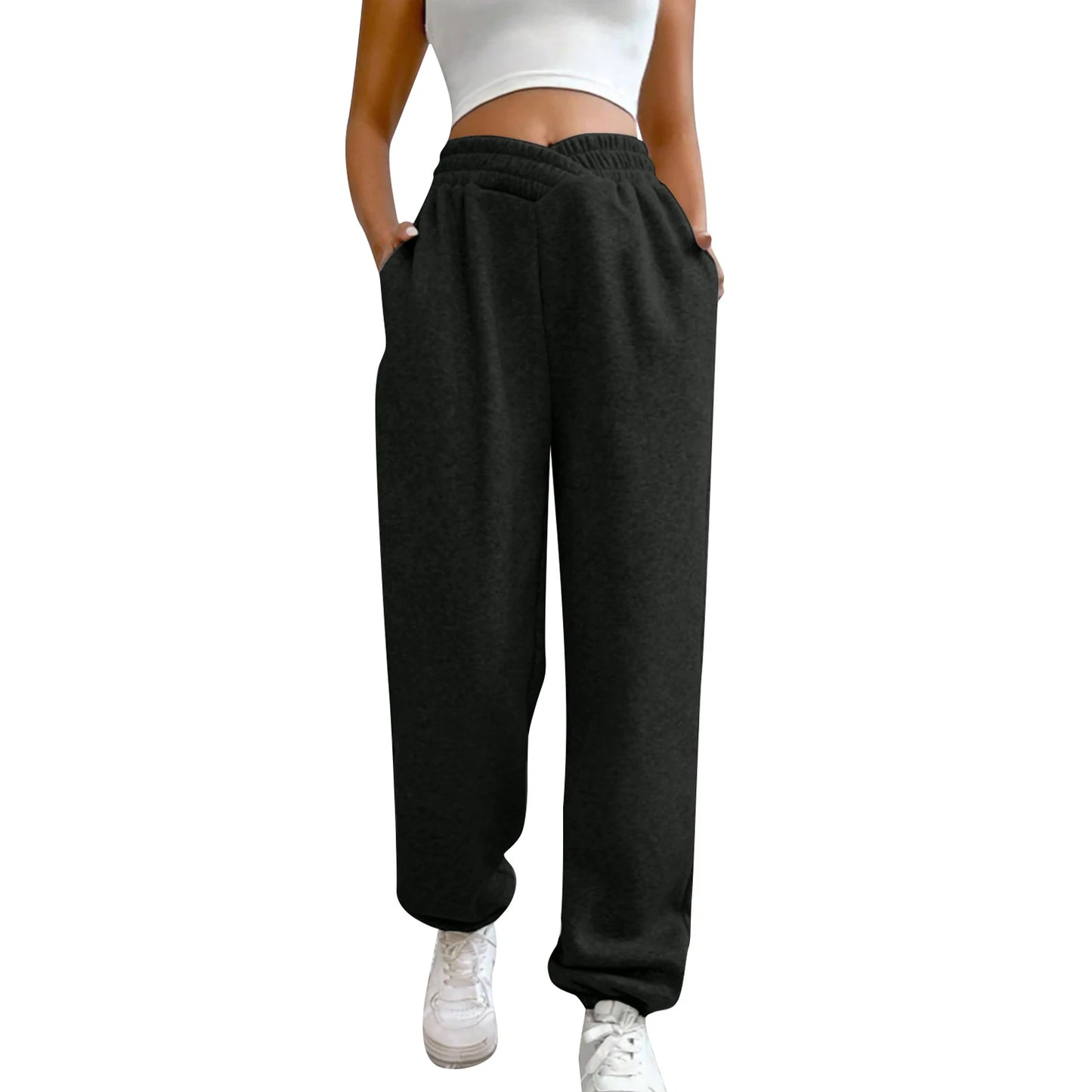 Women s High Waist Yoga Sweatpants with Side Pockets  Workout Pants Running  Active Wear