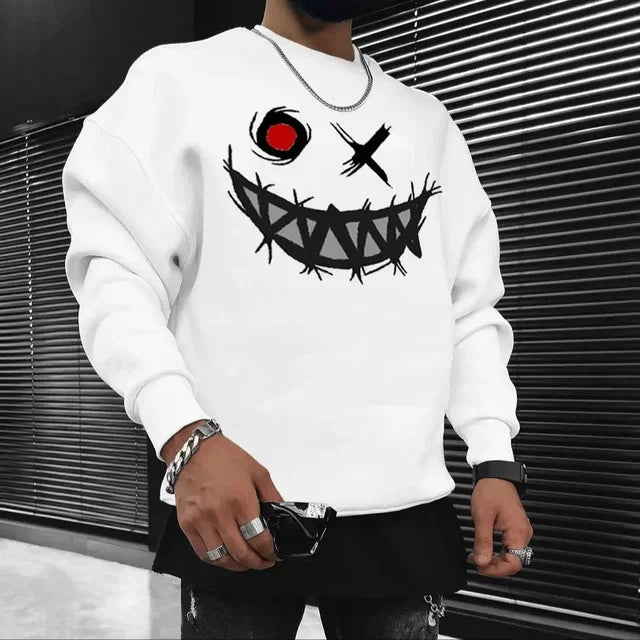 Heavyweight Retro English Letters Cotton High Quality Printed Round Neck Sweater