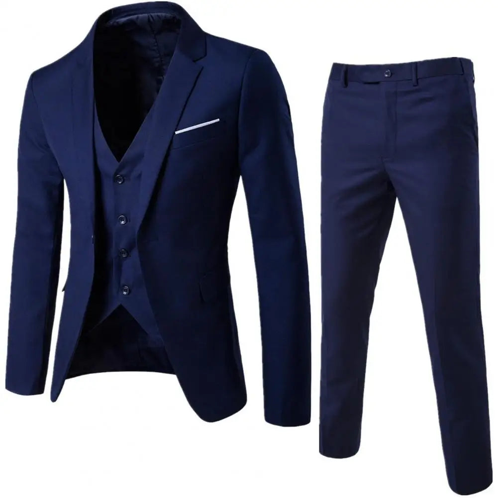 Men Blazer 3Piece Set Wedding Formal Elegant Business Luxury Full Vest Pants Coats Classic Jackets Suit Coat Blazers Trousers