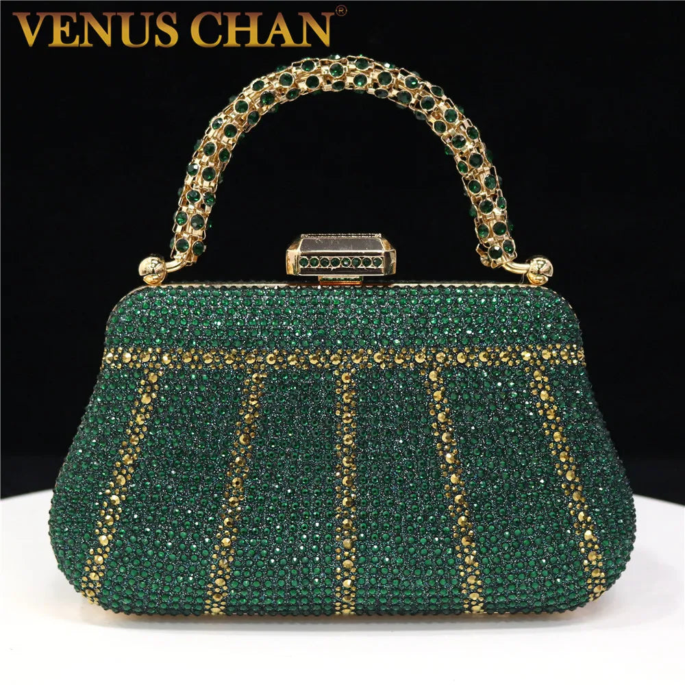 Popular In Exquisite Evening Bags With Diamond Design Fashion Handle Clutch Rhinestone Embellished Long Chain Bag