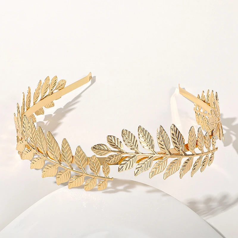 Gold Color Leaf Headband Headpiece Crown Tiara Headdress Goddess Greek Head Jewelry