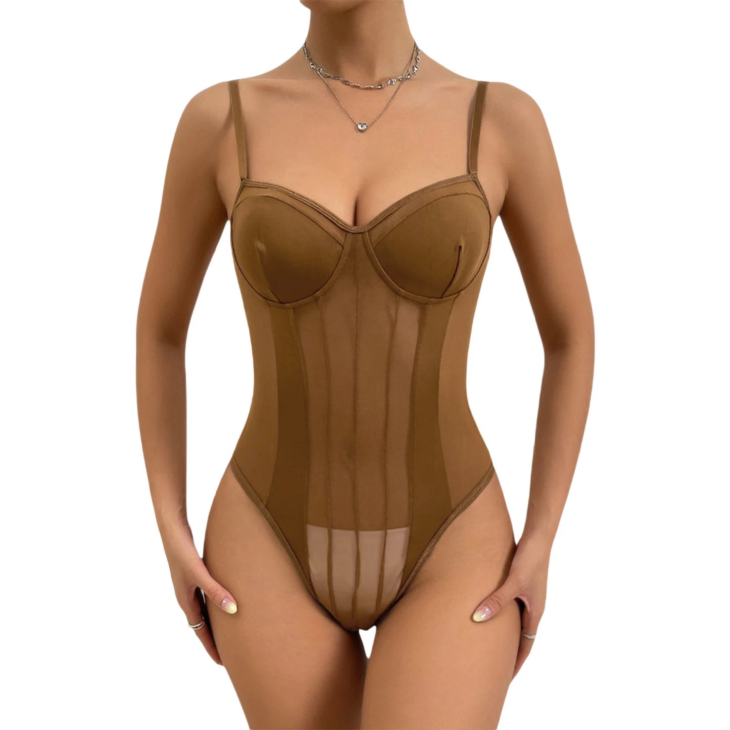 Women Camisole Bodysuits Jumpsuits Summer Casual See-through Mesh Sleeveless Romper Clubwear Streetwear
