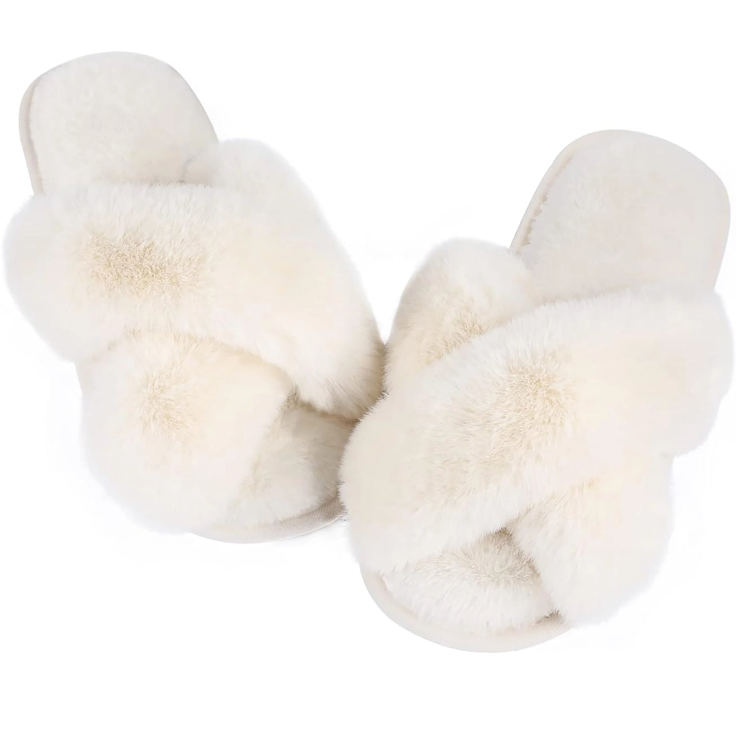 Cross Strap Plush Soft Home Slippers – Coffee, Size 40-41