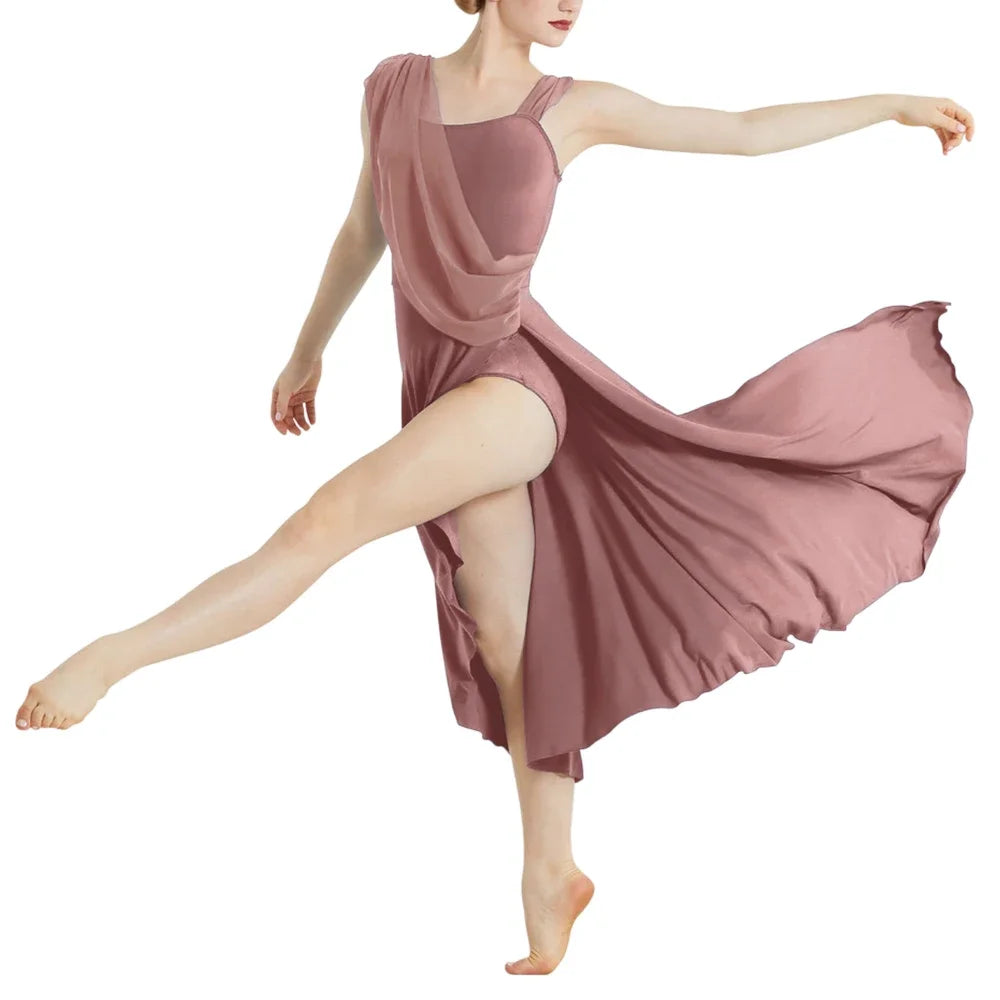 Ballroom Dance Woman’s Dresses Asymmetrical Design Long Modern Lyrical Dance Skirt Ballerina Stage Performance