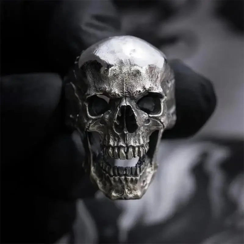 Gothic Exaggeration Demon Skull Rings Cool Men's 316L Stainless Steel Skull Biker Ring Motorcycle Jewelry