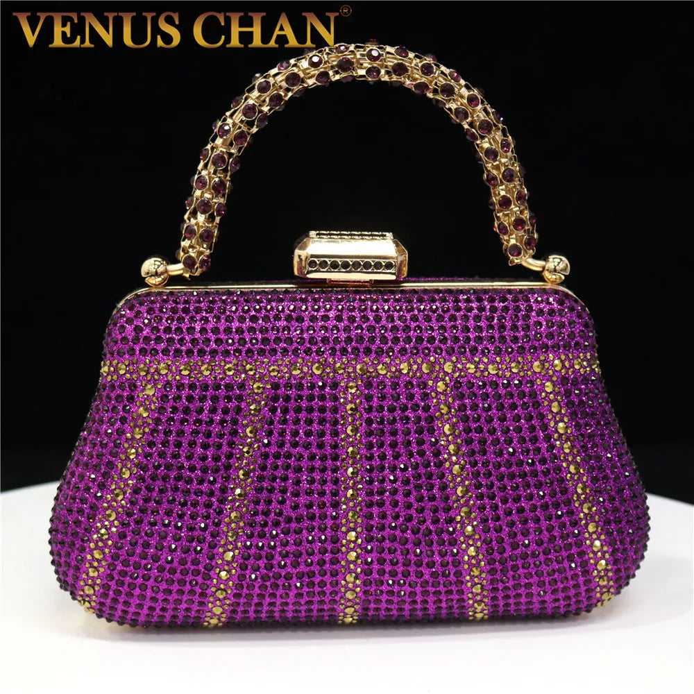 Popular In Exquisite Evening Bags With Diamond Design Fashion Handle Clutch Rhinestone Embellished Long Chain Bag