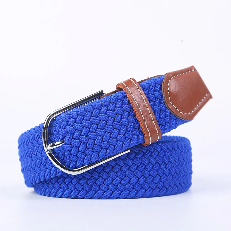 Casual Knitted Pin Buckle Belt Woven Canvas Elastic Expandable Braided Stretch Belts Women Jeans