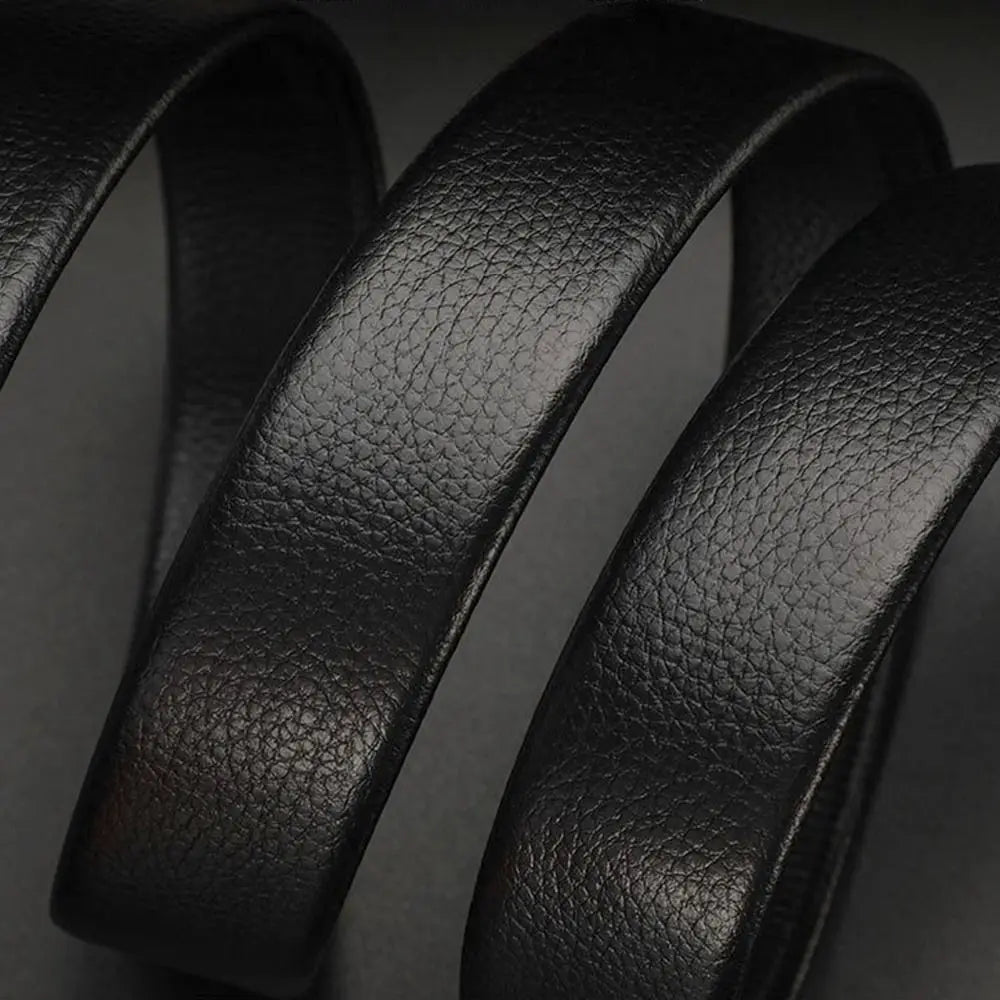 Business Time To Run Belt  Automatic Buckle Leather Belt Silver Waist Buckle Males Luxury Belt Rhinestone Decoration