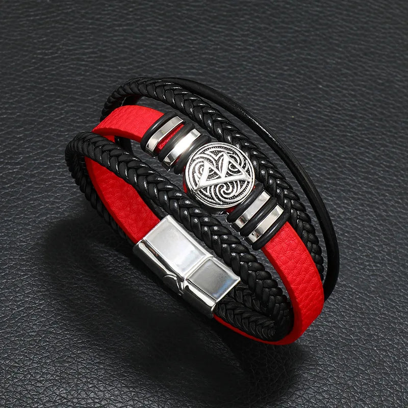Tree Male Unique Design Trendy Vintage Cuff Men Bracelets PU Leather Bracelets Bangles for Men Jewelry