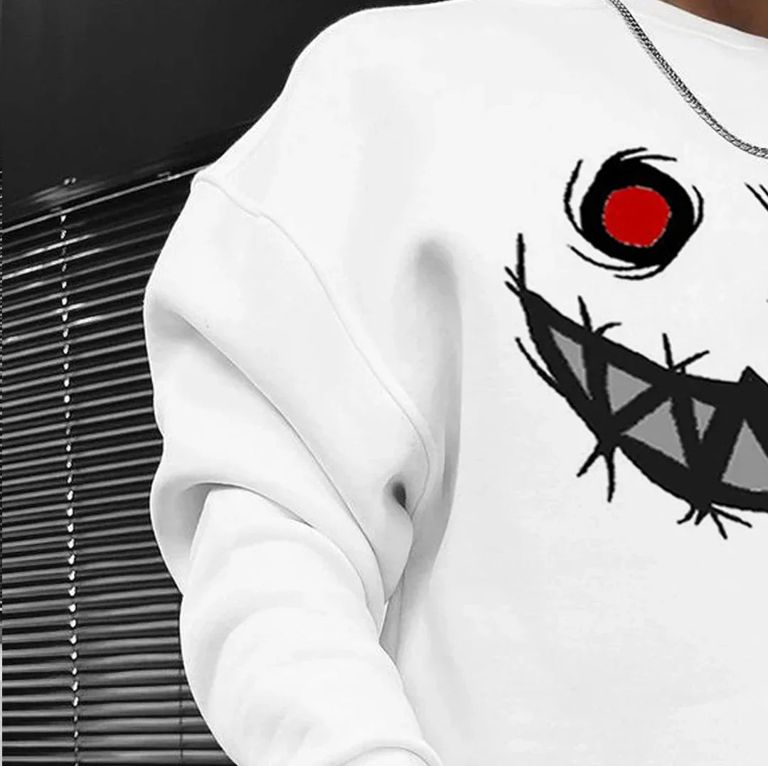 Heavyweight Retro English Letters Cotton High Quality Printed Round Neck Sweater