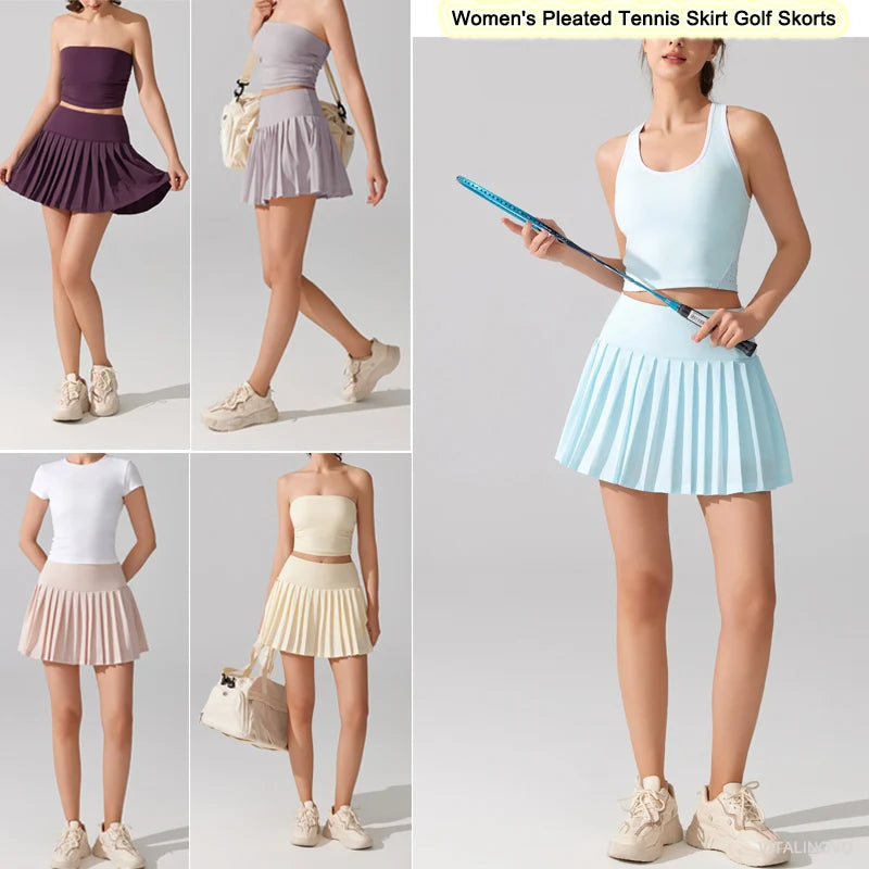 Pleated Tennis Skirt for Women with Pocket Shorts Women's High Waisted Lightweight Athletic Golf Tennis Skorts Skirts Flowy