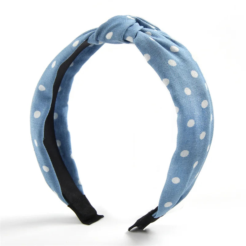 1/3pcs Knotted Print Denim Cloth Headband for Women Girls Face Wash Hair Hoop Simple Denim Headpiece