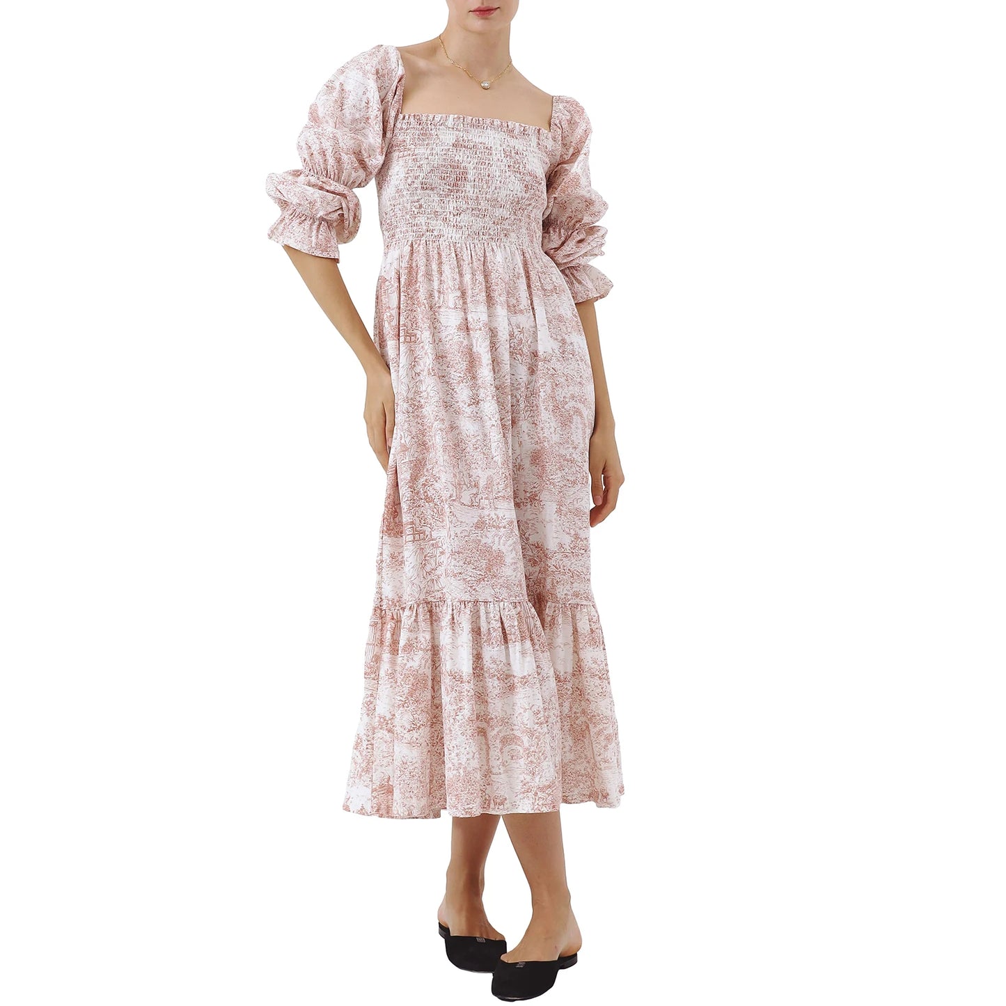 Maxi Dress with Long Sleeves and Off-Shoulder Design