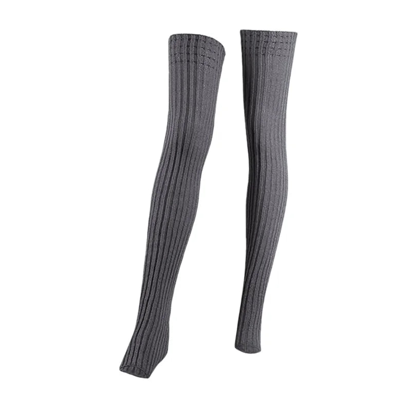 Cable Knit Over the Knee Leg Warmers Boot Socks with Open Toe for Yoga Dance Fitness