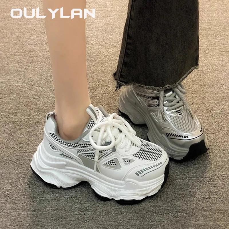Chunky Sneakers Thick Sole Shoes Female Sports Running Shoes Casual Fitness Vulcanize Shoes