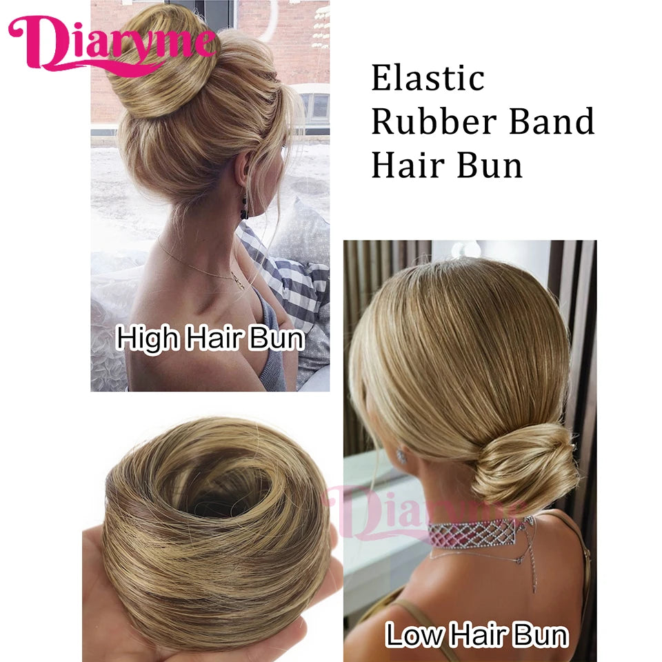 Synthetic Hair Bun Woman Straight Updo hair tie Elastic Rubber Band Chignon Hairpiece Extensions Hair Bands Natural Hairpiece