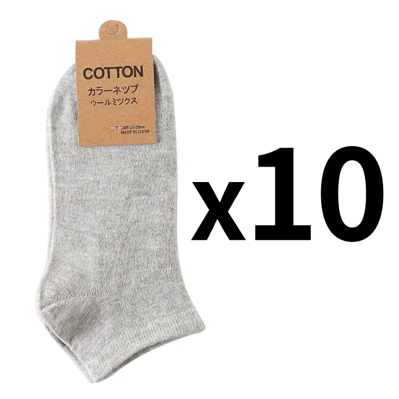 10 Pairs/Lot Men's Breathable Cotton Socks Hot Selling Low Tube Solid Color Comfortable Simple Fashion Gifts Male Ankle Sock