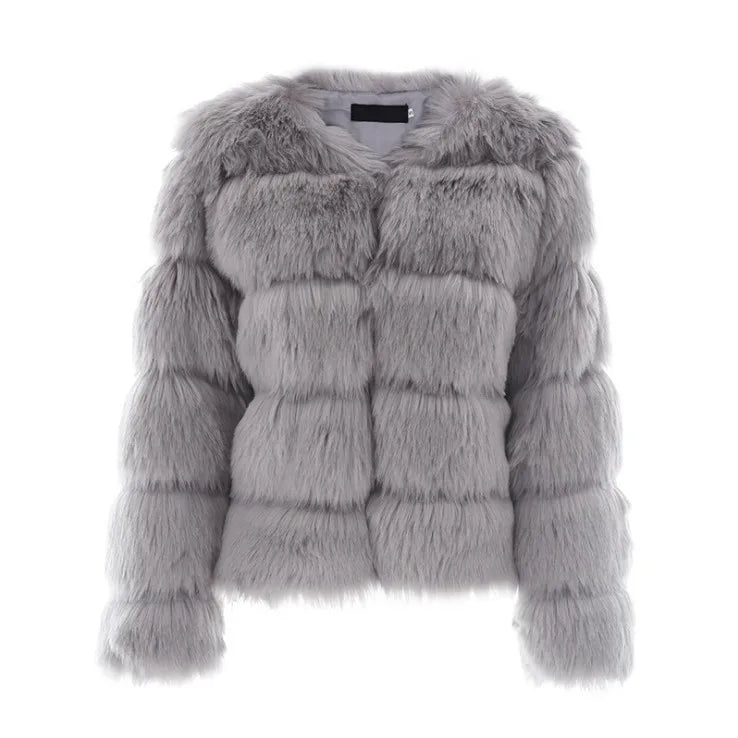 Faux Fur Coat Fashion Faux Fox Fur Fluffy Jacket High Quality
