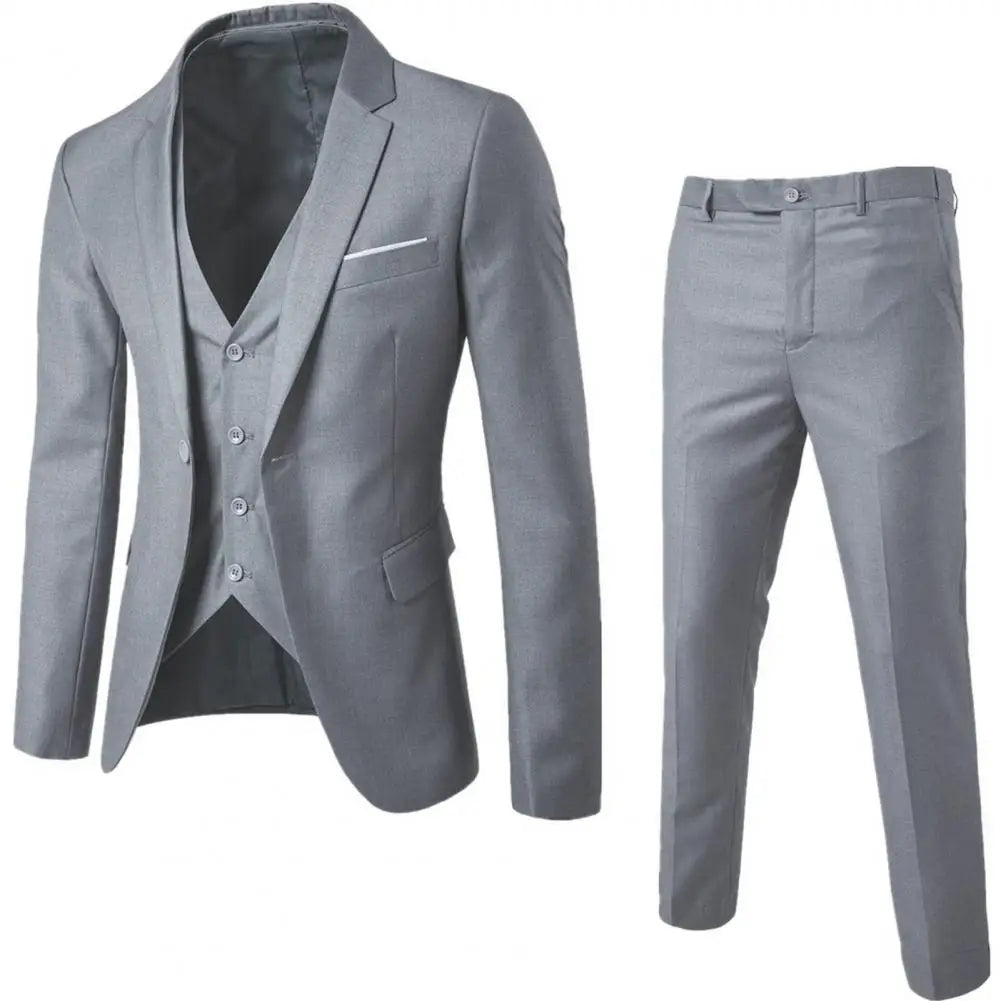 Men Blazer 3Piece Set Wedding Formal Elegant Business Luxury Full Vest Pants Coats Classic Jackets Suit Coat Blazers Trousers