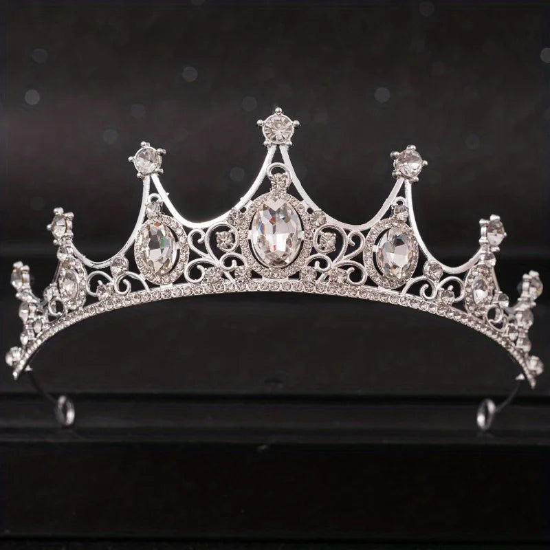 Baroque Crystal Tiaras And Crowns Rhinestone Prom  Crown Tiara For Women Bride Bridal Wedding Hair Accessories Jewelry