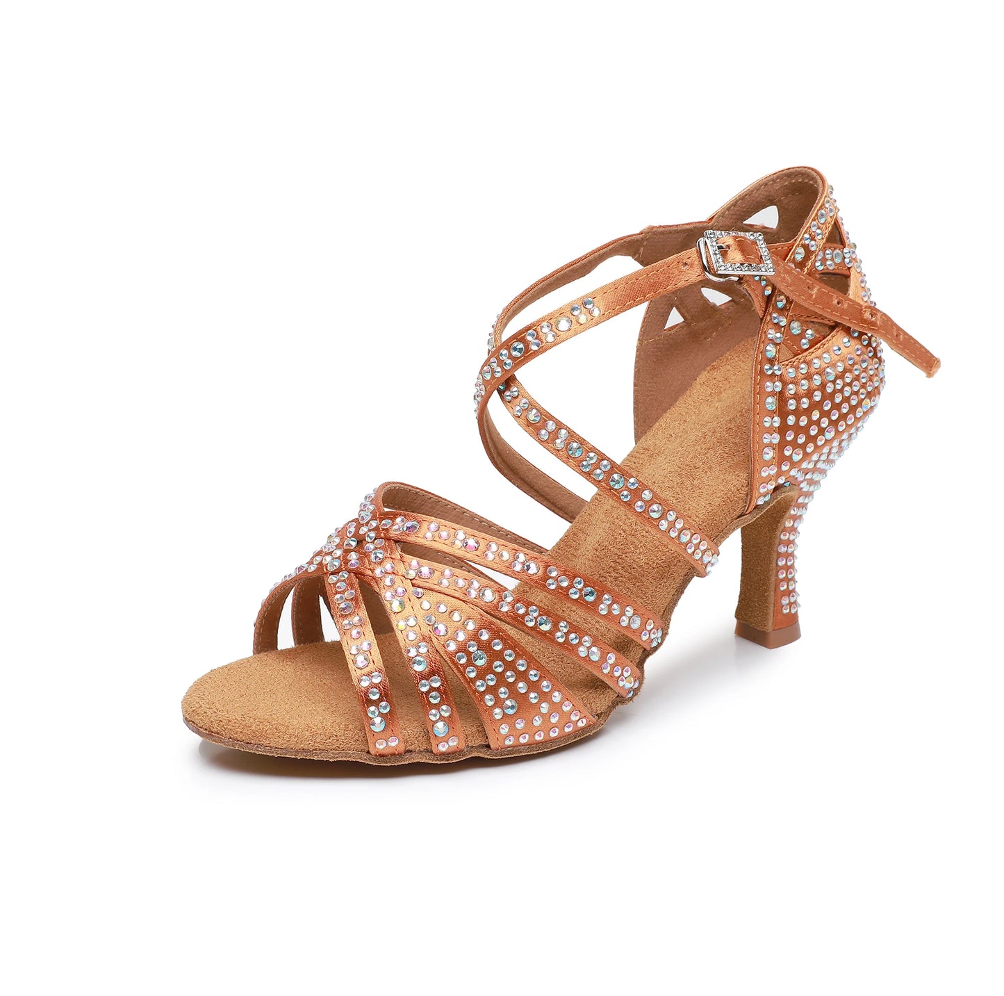 Rhinestone  Latin Dance Shoes Ballroom Tango Salsa Dancing Sandals Medium Heel