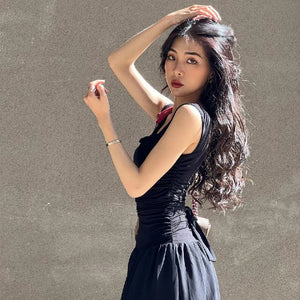 Elegant Slip Long Dresses Sexy Women's Ruched Bodycon Solid Maxi Dress Spring Summer Dropped waist