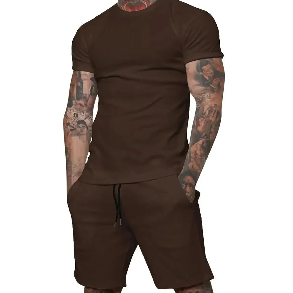 Boutique men's shorts suit 2 piece clothing fashion summer casual sportswear and shorts suit