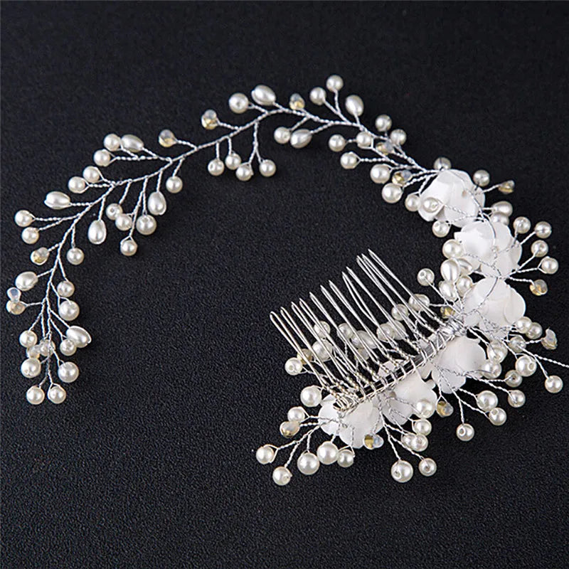 Hair Color Pearl Wedding Hair Combs Hair Accessories for Bridal Flower Headpiece Women Bride Hair ornaments Jewelry