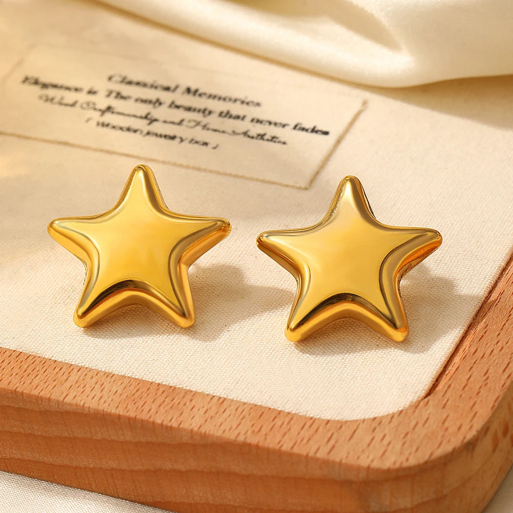 Stainless Steel Earrings Fresh Exquisite Star Stud Super Sparkling Earrings For Women Jewelry Ornate Texture