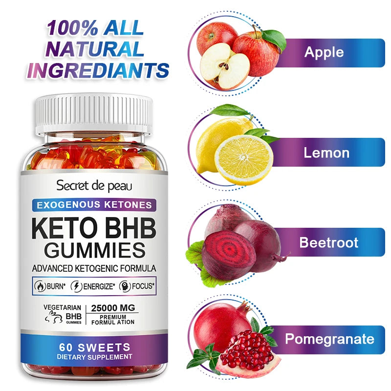 Keto ACV Gummies – Apple Cider Vinegar Supplement for Daily Wellness, Digestion & Detox Support – 5 x 60pcs, US