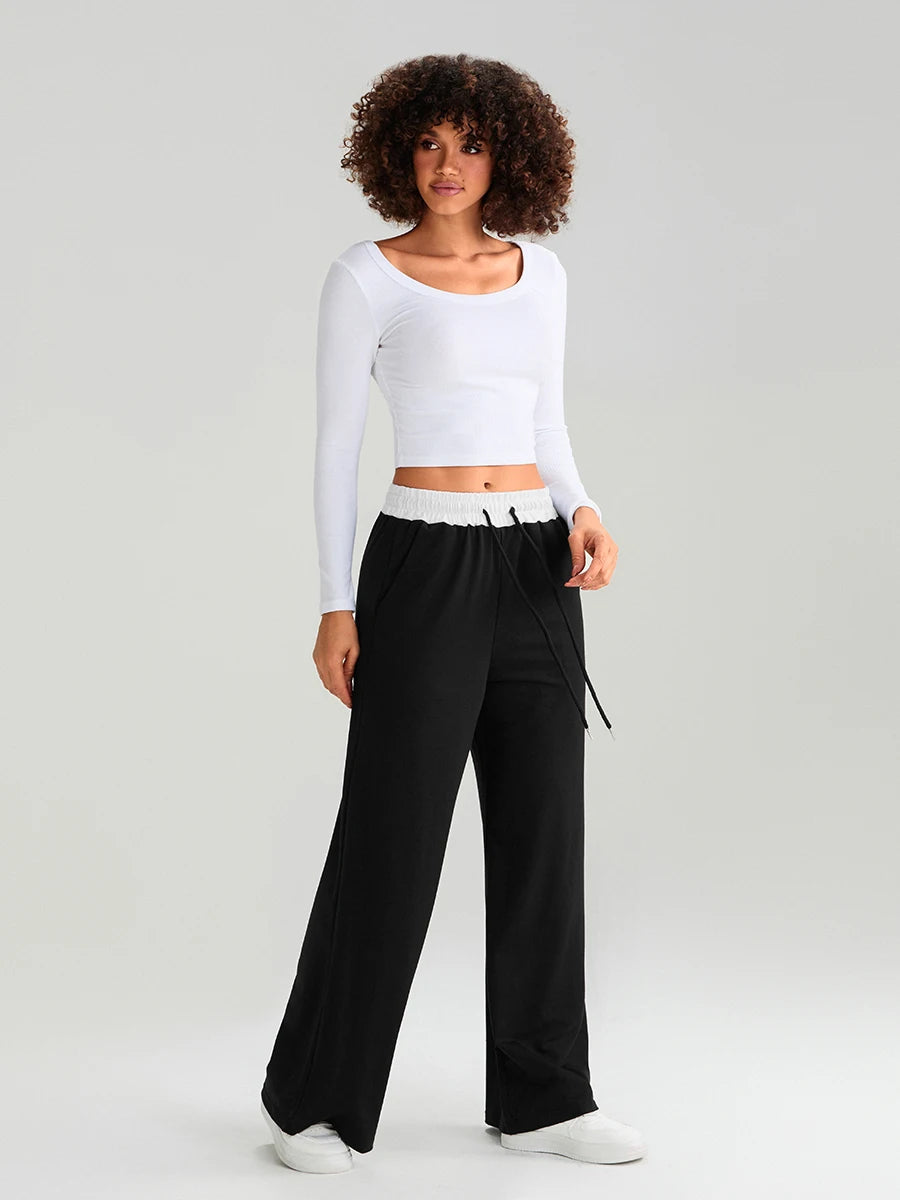 Women s Wide Leg Trousers High Waist Color Block Palazzo Pants with a Relaxed Fit for Stylish Everyday Wear