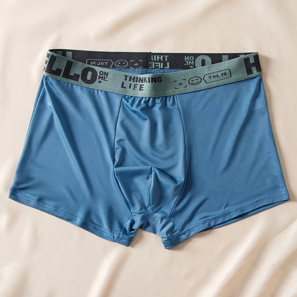 5pcs/lot Boxer Shorts Ice Silk Men's Underwear Summer Breathable Underpants U Convex Lingerie Breathable Sexy