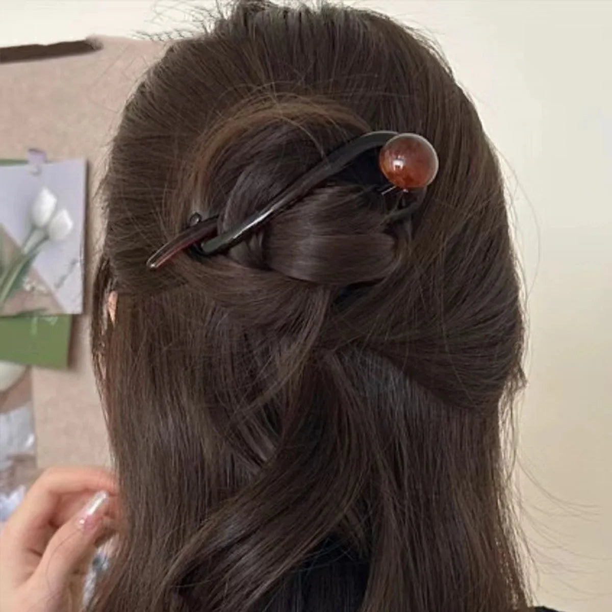 Twist Hair Clip Plastic Acrylic Bead Imitation Pearl Hairpin Twisted Design Women Hair Accessories