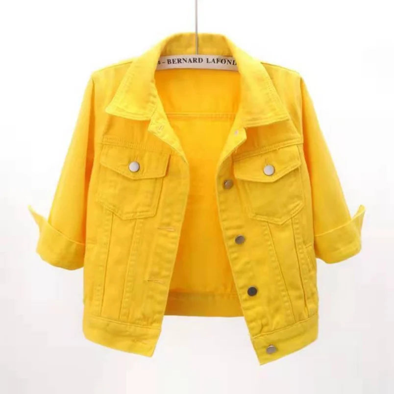 Women's Denim Jacket Short Coat Jean Jackets Casual Tops Loose Tops Lady Outerwear