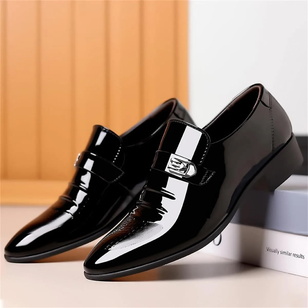 Mens Dress Shoes High Gloss Patent Slip On Loafers Comfortable Formal Business Oxford Casual Driving Pointed Toe Boat Shoe