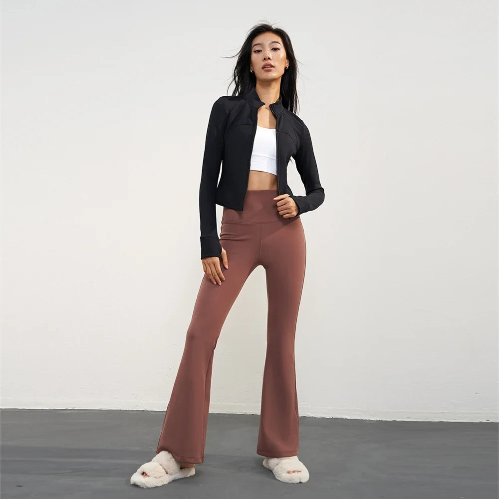 Winter Warm Thick Yoga Pants Flare Leggings High Waist Stretchy Breathable Fitness Trouser