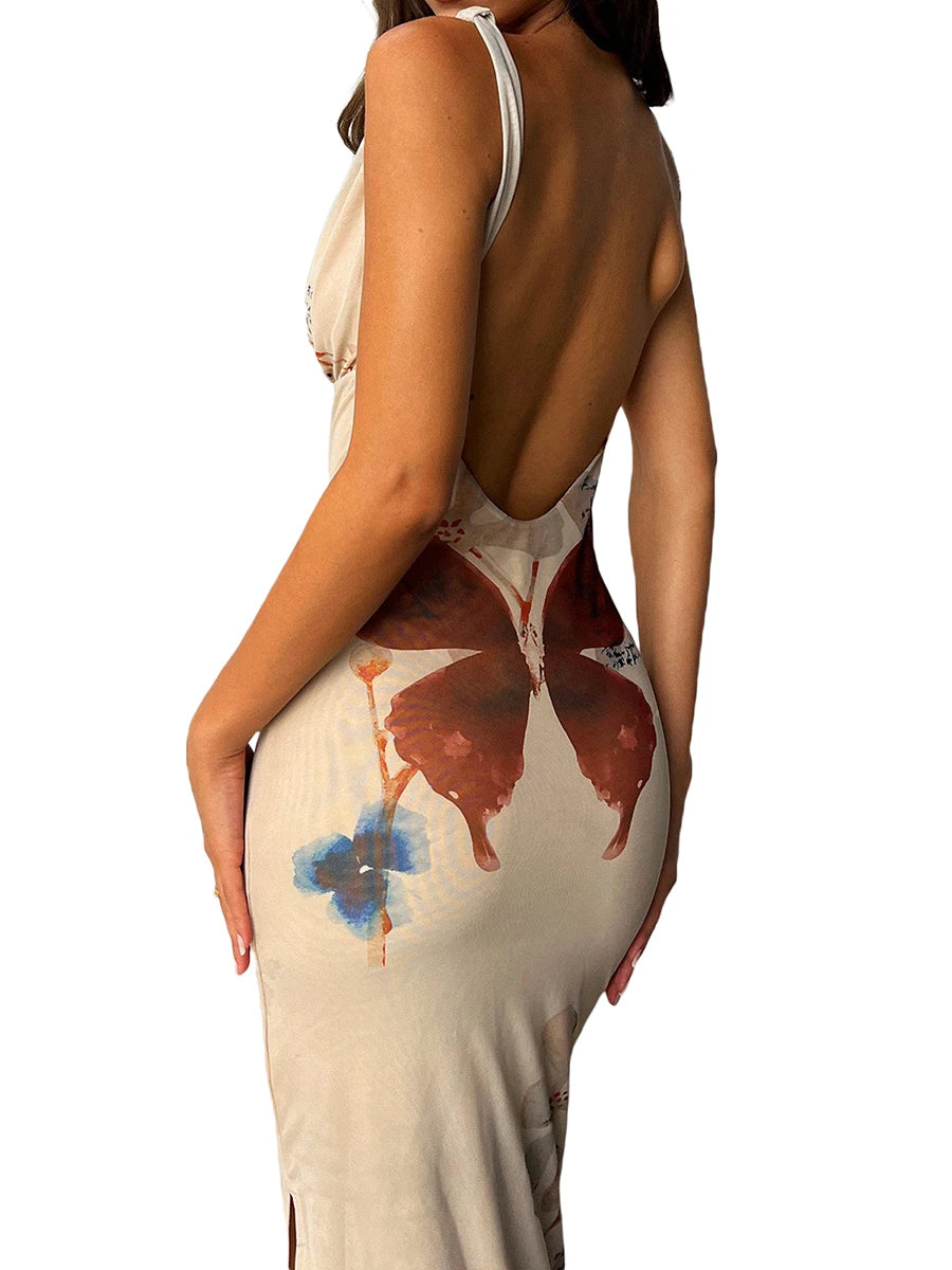 Wrapped Dress Retro Sleeveless Floral Print Casual